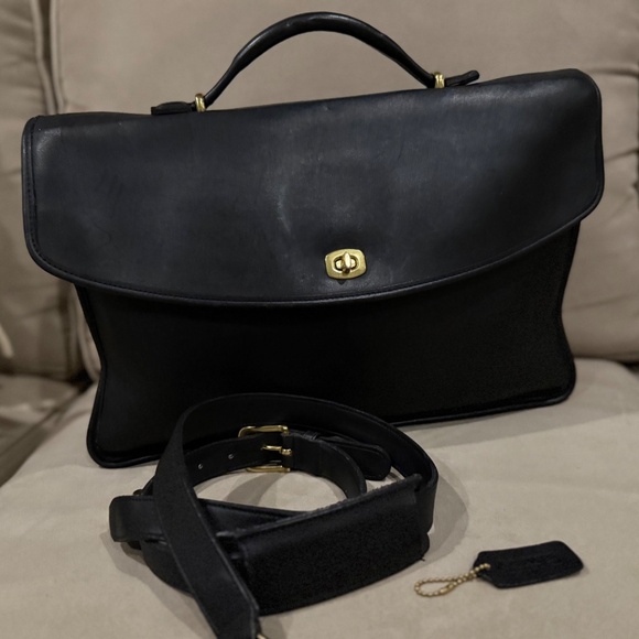 Vintage COACH Black Leather Lexington Briefcase - Picture 2 of 10